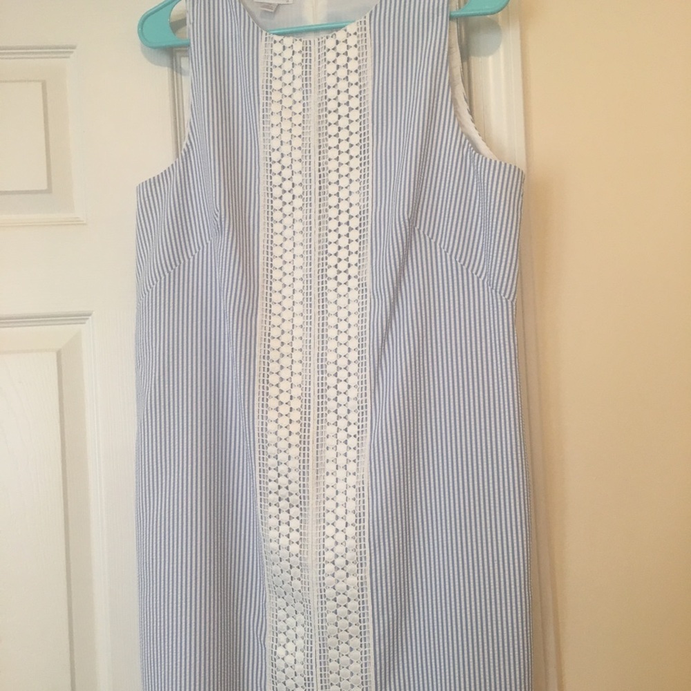 London Times Lace/Seersucker Dress